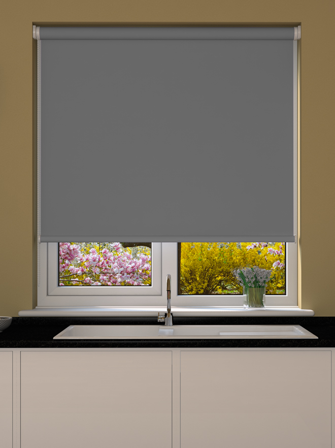 Roller blind plain grey non blackout square edge Made to Measure up to 250cms 