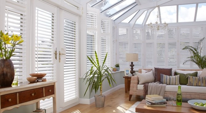 Large conservatory with blinds