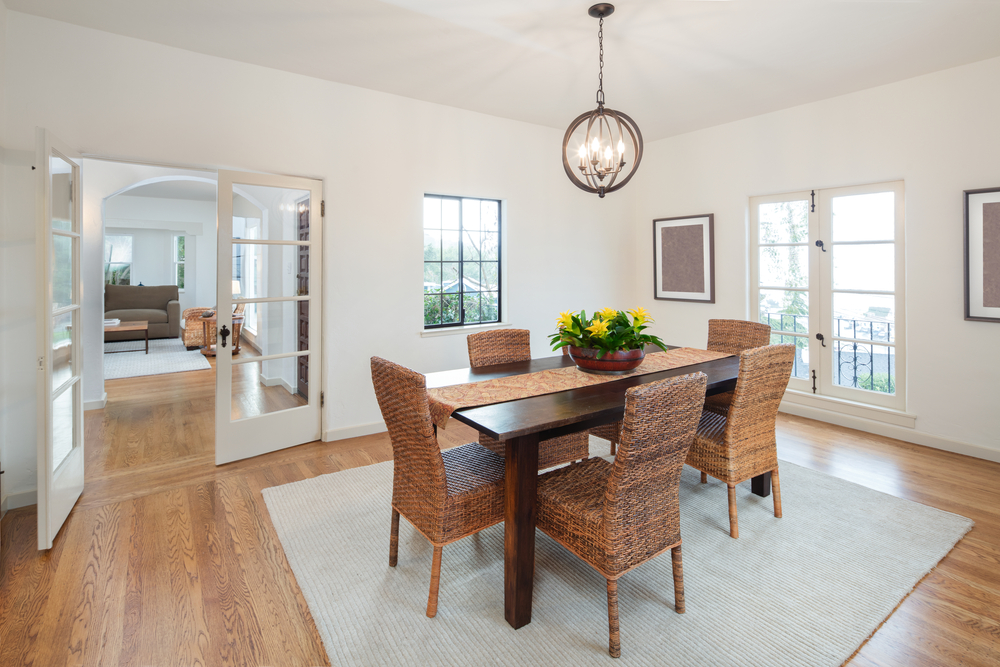 woven blinds in dining room