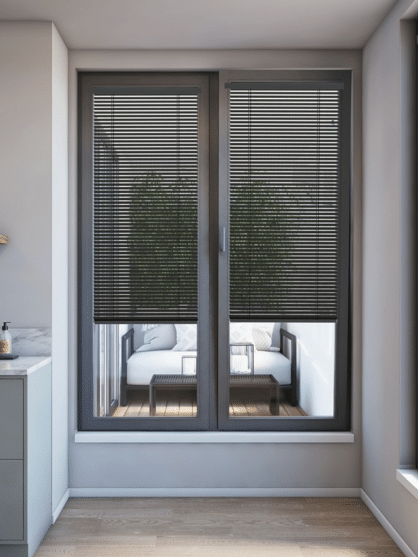 Black Perforated Venetian Blind