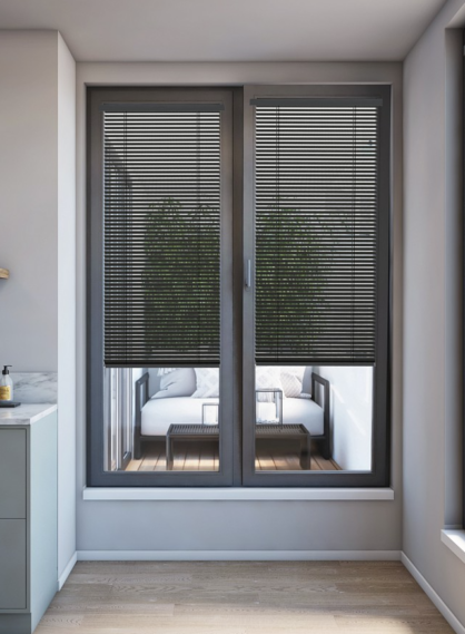 Black Perforated Venetian Blind