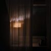 turned-on floor lamp